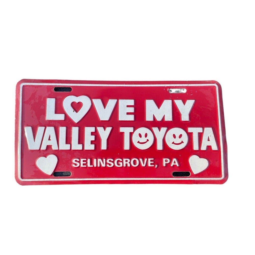 Love My Valley Toyota Dealer License Plate‎ Selinsgrove PA 1980s